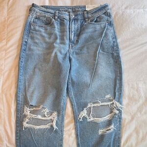 American Eagle Outfitters High Rise Ripped Blue Jeans